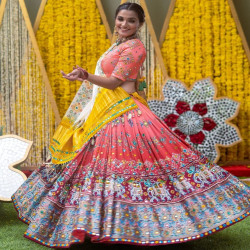 Women's Digital Printed Butter Silk Lehenga Choli with Dupatta